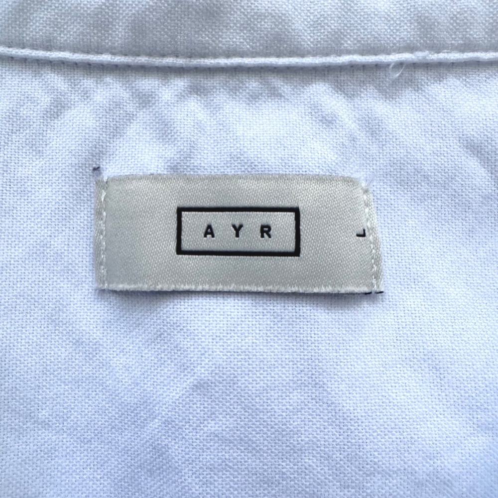 AYR The Tate Shirt Large White Cotton Oxford Stand Collar Oversized Minimalist - Picture 5 of 16